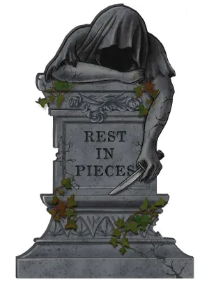 Rest In Pieces Reaper Grey Foam Tombstone Halloween Decoration