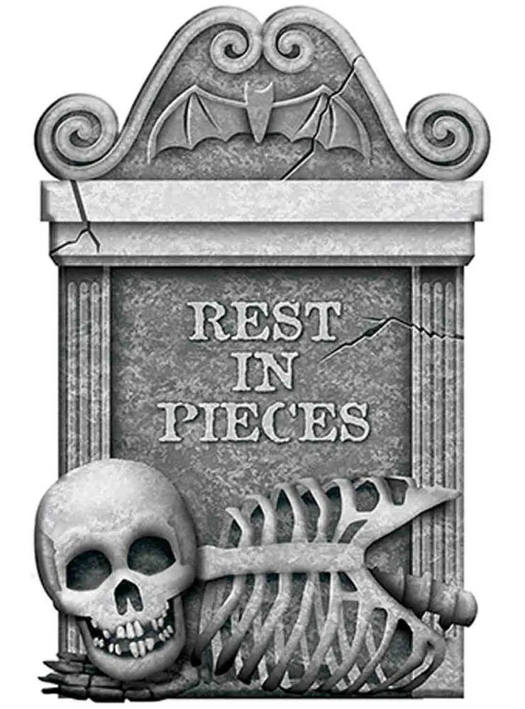 Rest In Pieces Skeleton Grey Foam Tombstone Halloween Decoration