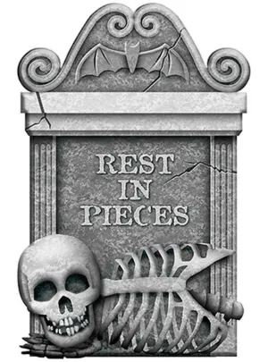 Rest In Pieces Skeleton Grey Foam Tombstone Halloween Decoration