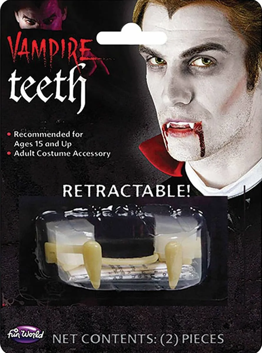 Retractable Vampire Teeth Halloween Costume Accessory