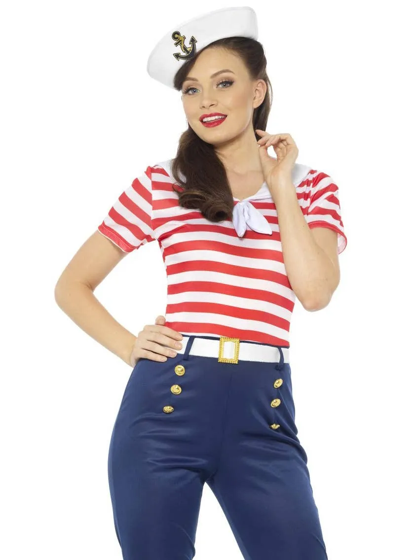 Retro 1940s Style Sailor Womens Dress Up Costume