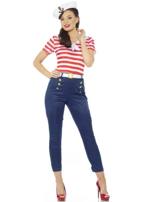 Retro 1940s Style Sailor Womens Dress Up Costume