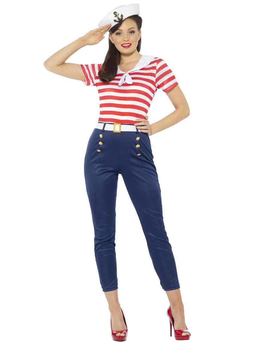 Retro 1940s Style Sailor Womens Dress Up Costume