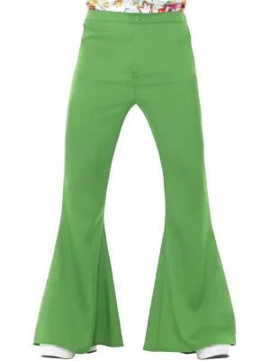 Retro 1970s Mens Flared Green Costume Pants