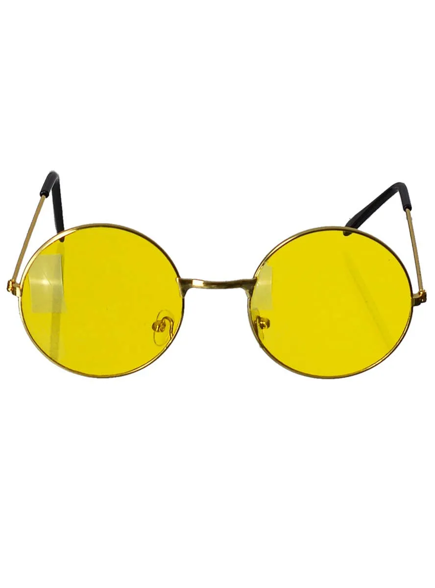 Retro 1970s Yellow John Lennon Teashade Costume Glasses