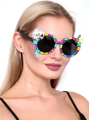 Retro 1980s Disco Ball Costume Glasses
