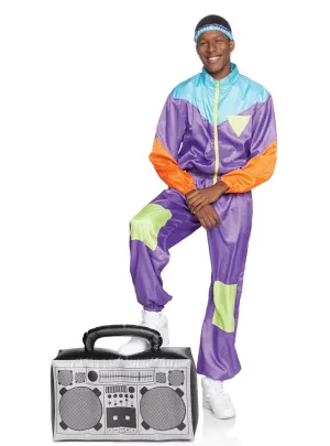 Retro 1980s Mens Purple Track Suit Costume