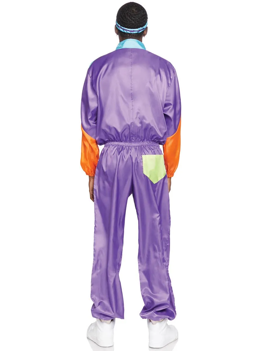 Retro 1980s Mens Purple Track Suit Costume