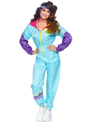 Retro 1980s Womens Light Blue Shell Suit Costume