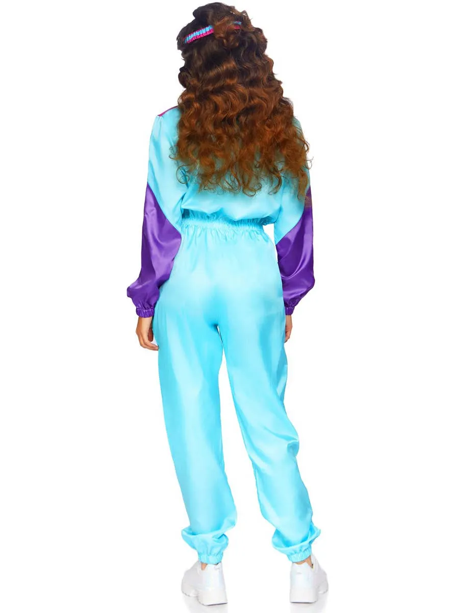 Retro 1980s Womens Light Blue Shell Suit Costume