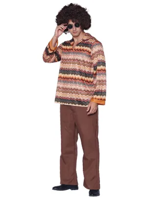 Retro 70s Brown Mens Hippie Costume