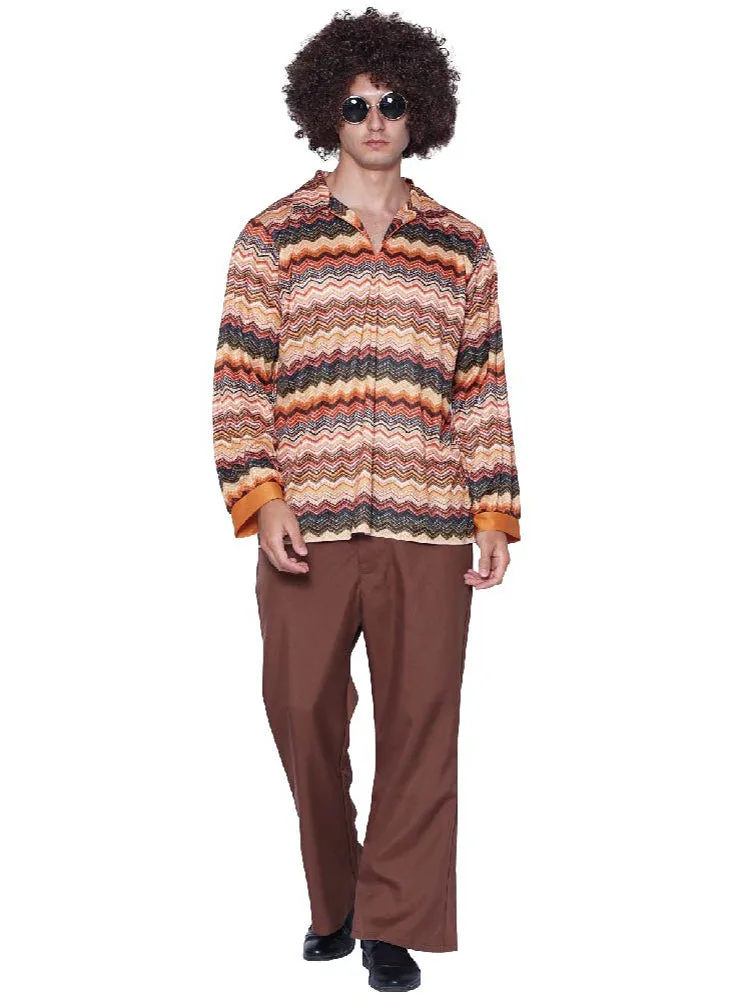 Retro 70s Brown Mens Hippie Costume