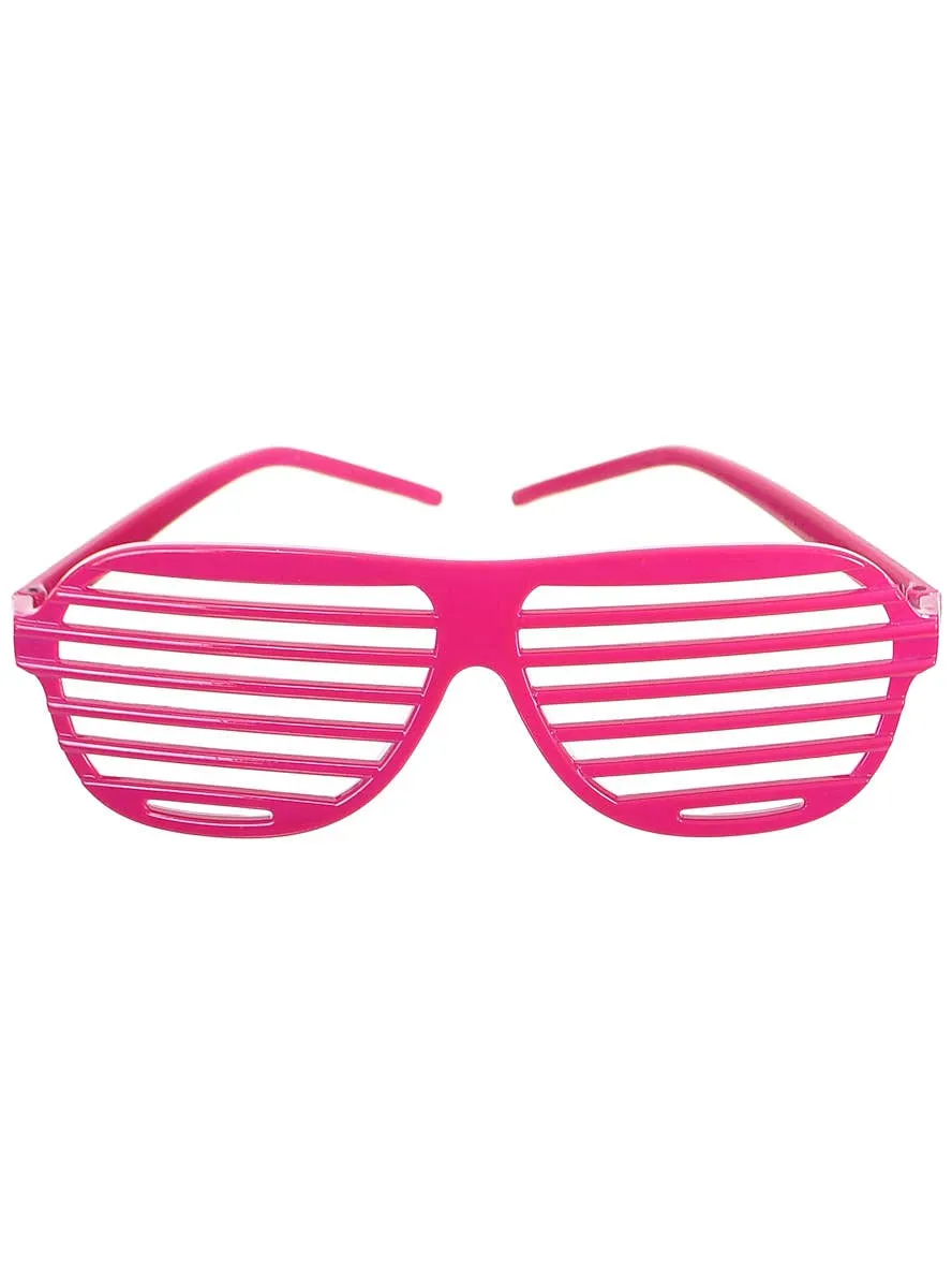 Retro 80s Dark Pink Shutter Shades Costume Glasses