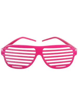 Retro 80s Dark Pink Shutter Shades Costume Glasses