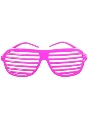 Retro 80s Magenta Shutter Shades Costume Glasses