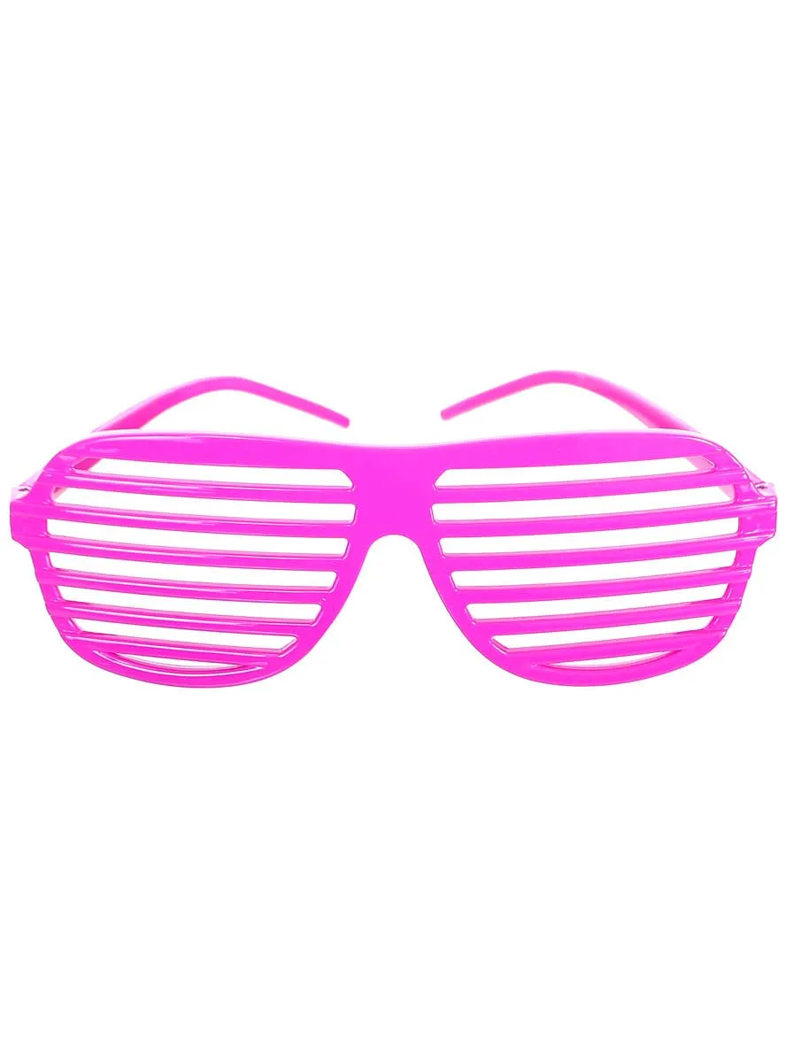 Retro 80s Magenta Shutter Shades Costume Glasses