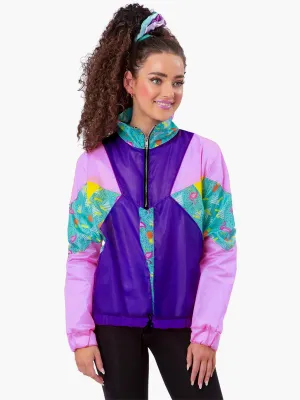 Retro 80s Womens Pastel Windbreaker Costume Jacket