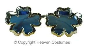 Retro Blue and Gold Jumbo Flower Glasses