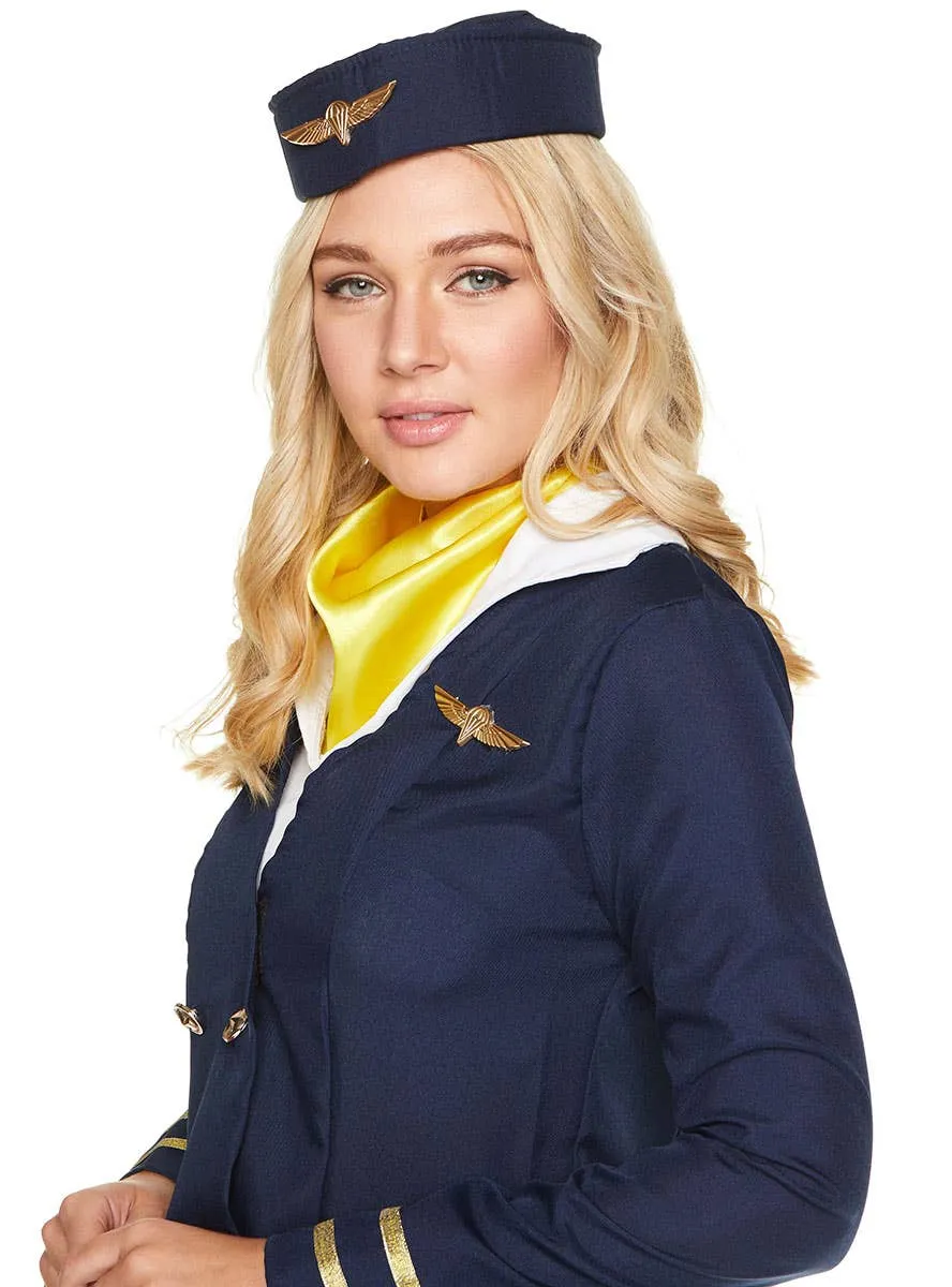 Retro Flight Attendant Womens Blue 1940s Costume