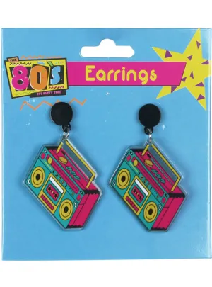 Retro Ghetto Blaster 1980s Costume Earrings