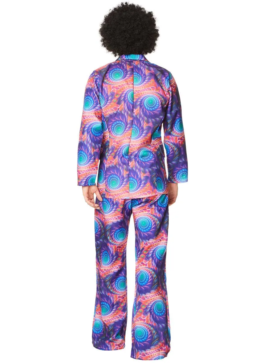 Retro Mens Purple Boho Suit 70s Costume