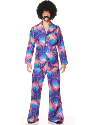 Retro Mens Purple Boho Suit 70s Costume