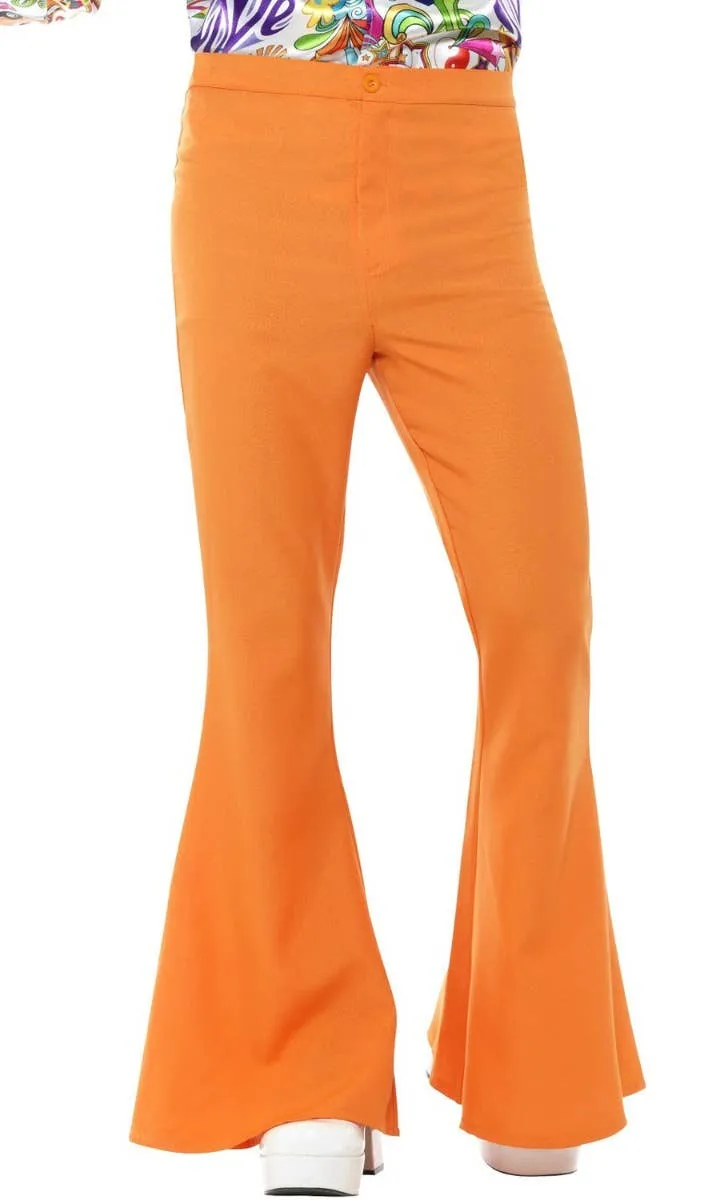 Retro Orange Mens Flared 70s Costume Trousers