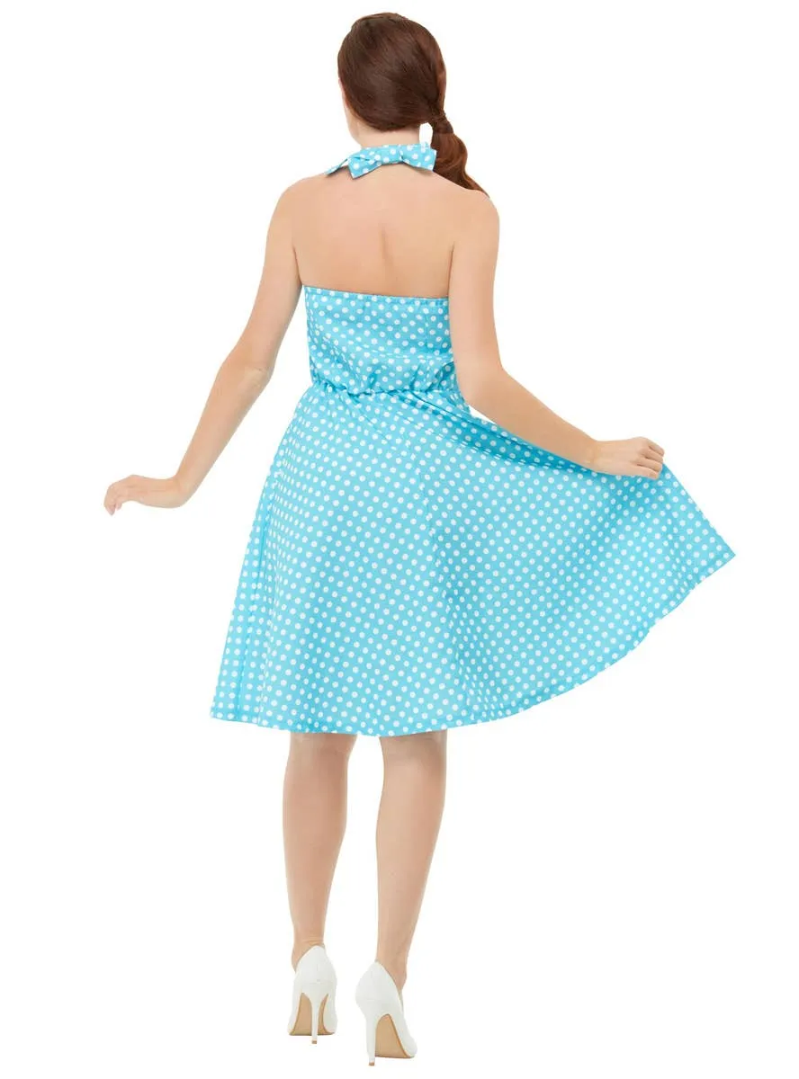 Retro Pin Up Girl Womens Blue 1950s Costume Dress
