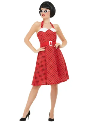 Retro Rockabilly Womens Red 1950s Costume Dress