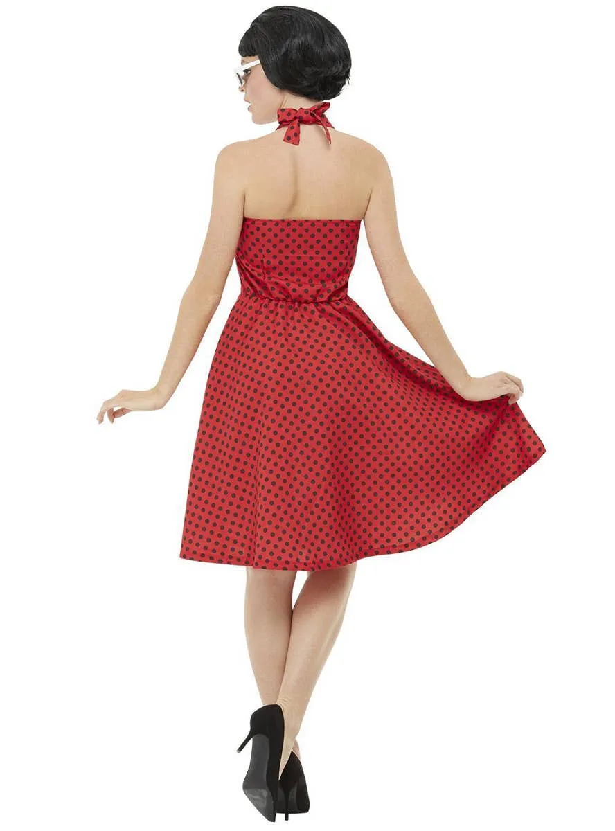 Retro Rockabilly Womens Red 1950s Costume Dress
