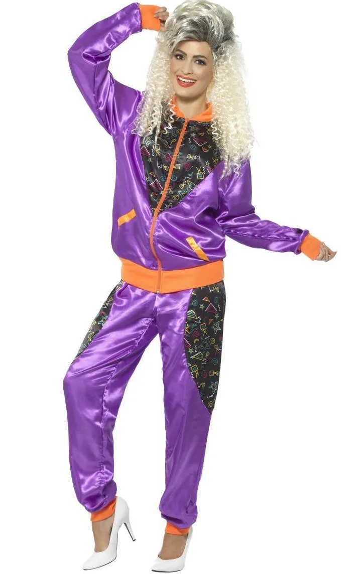 Retro Shell Suit Womens Purple 1980s Costume