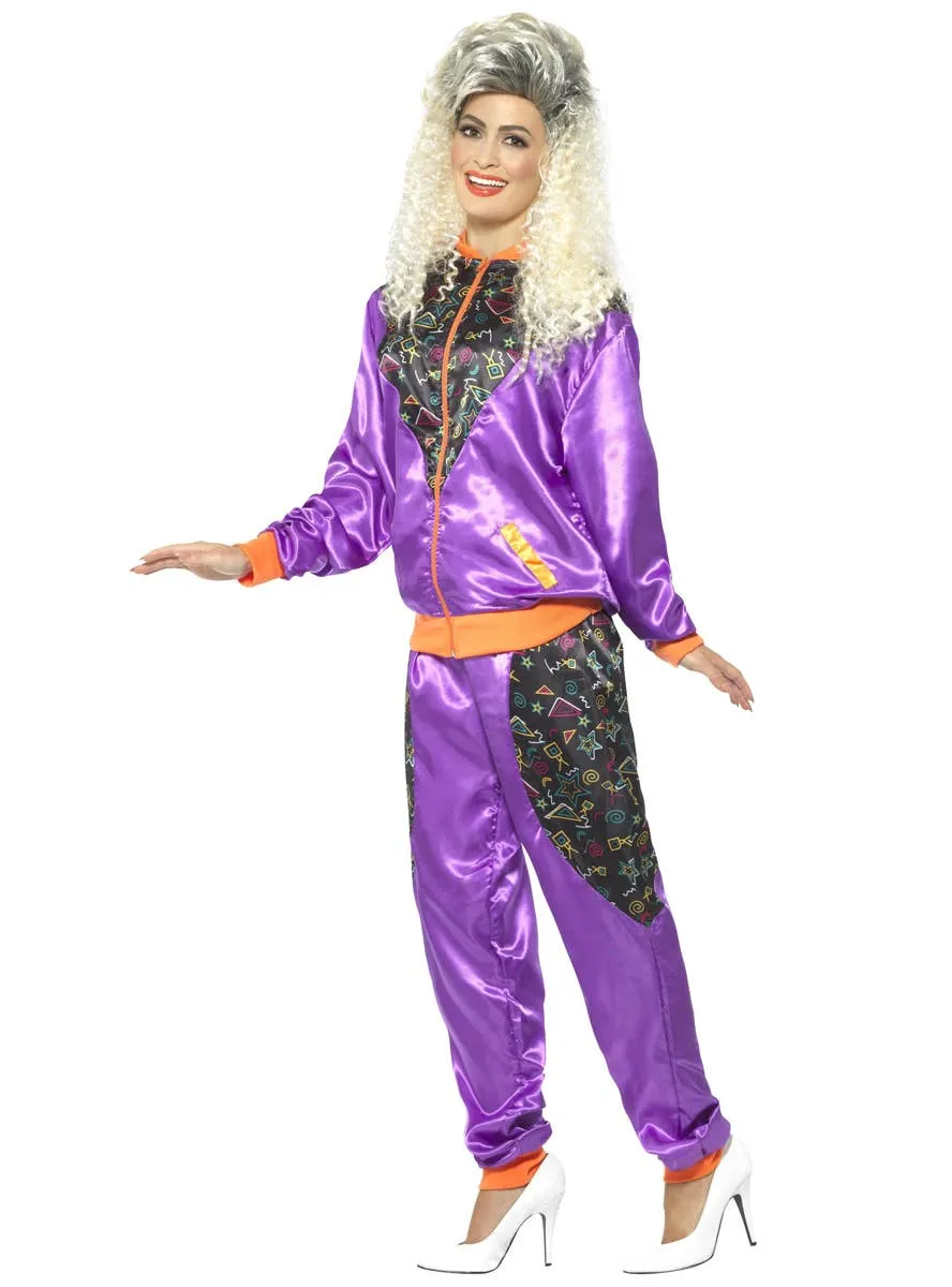 Retro Shell Suit Womens Purple 1980s Costume