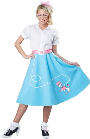 Retro Womens Blue 50s Poodle Skirt Costume