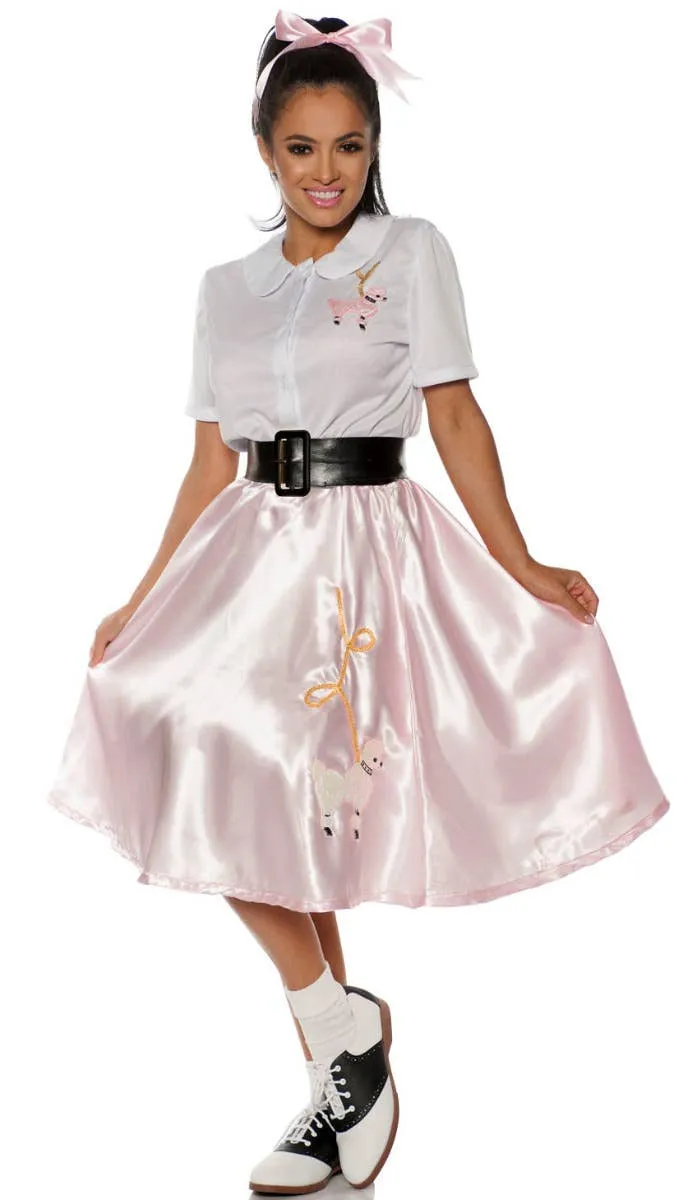 Retro Womens Pink 1950s Sock Hop Costume