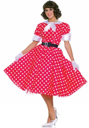 Retro Womens Red Polka Dot 50s Housewife Costume