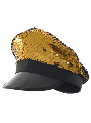 Reversible Black and Gold Sequin Festival Hat