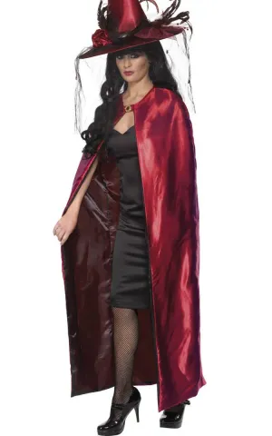 Reversible Black and Red Satin Witches Cape