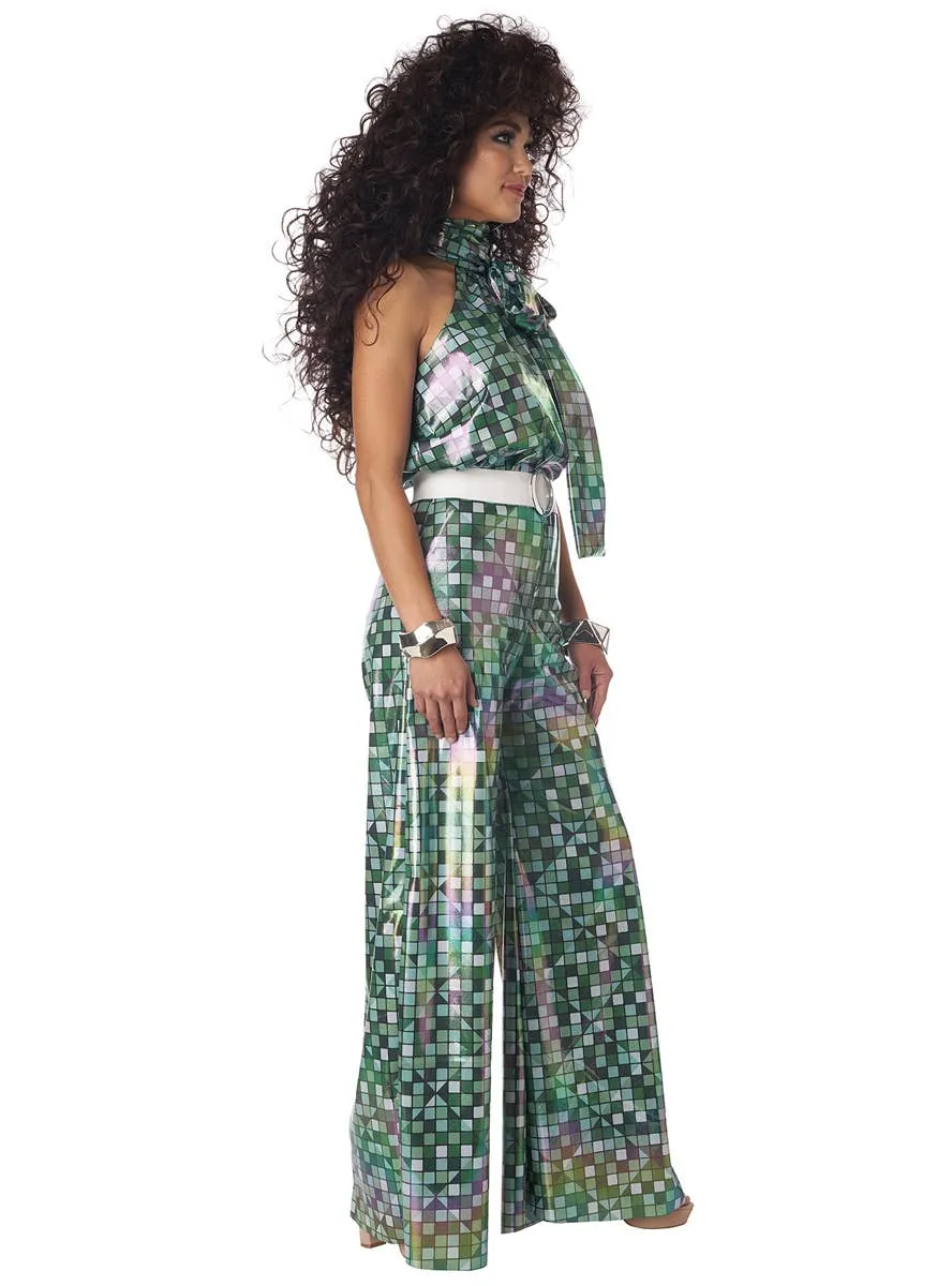 Reversible Chequered Green 70s Disco Lady Womens Costume
