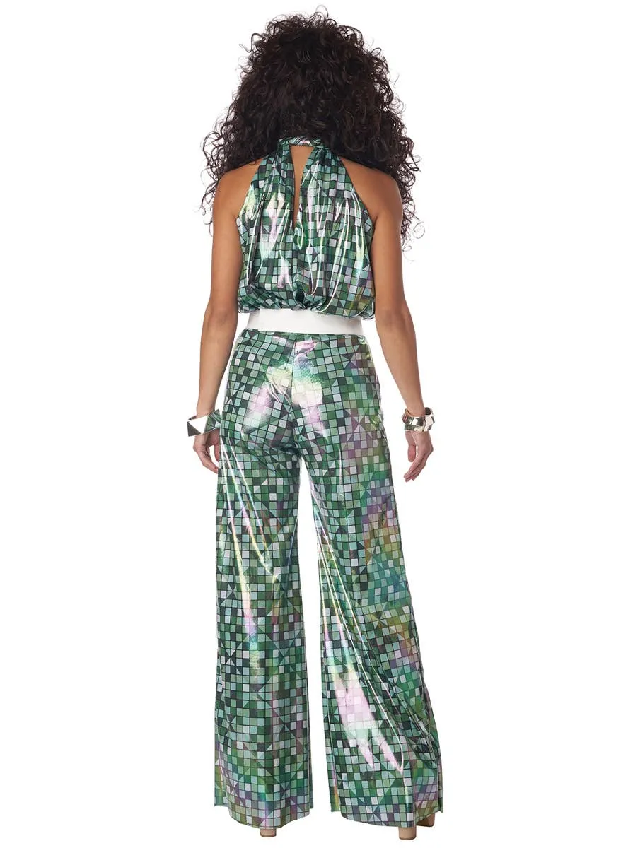 Reversible Chequered Green 70s Disco Lady Womens Costume