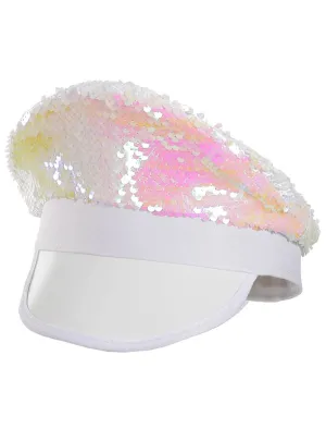 Reversible Pink and White Sequin Festival Hat
