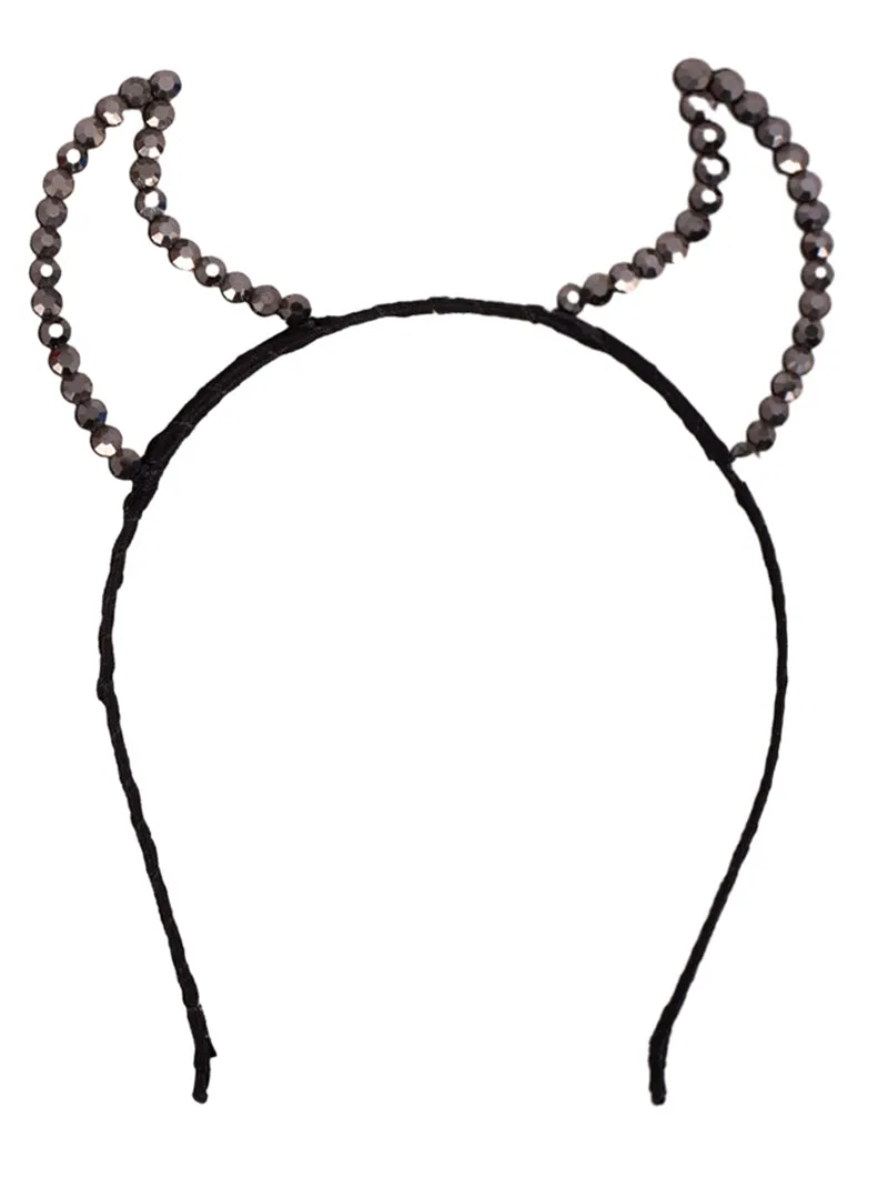 Rhinestone Black Devil Halloween Costume Headband