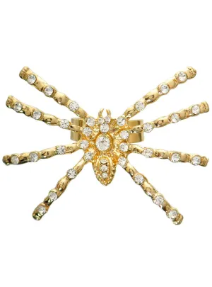 Rhinestone Gold Metal Spider Costume Ring