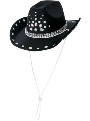 Rhinestone Sparkle Black Cowgirl Costume Hat