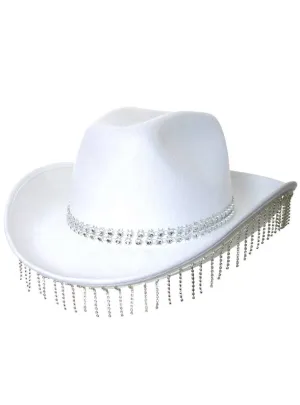 Rhinestone Tassel White Cowgirl Hat
