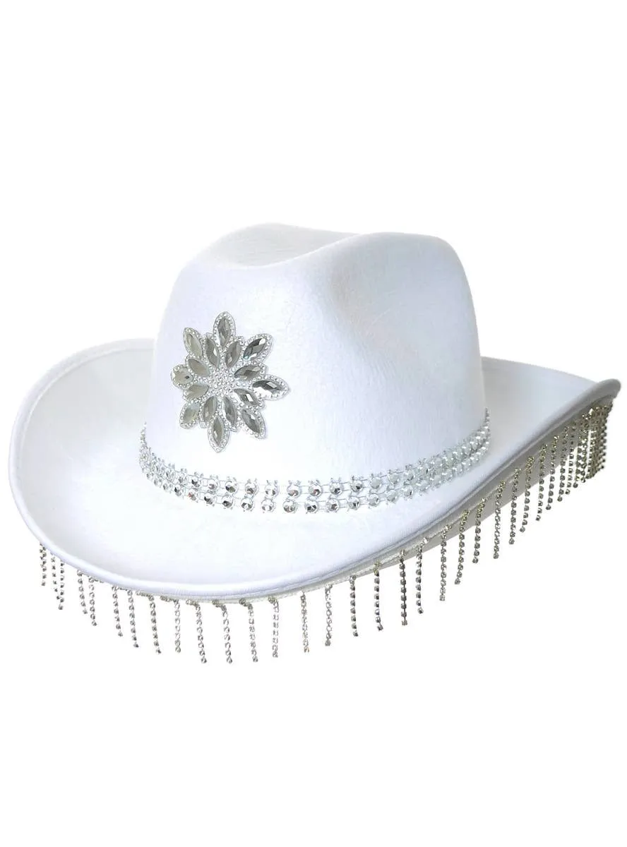 Rhinestone White Cowgirl Costume Hat