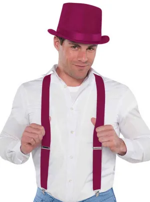 Rich Burgundy Suspenders Costume Accessory