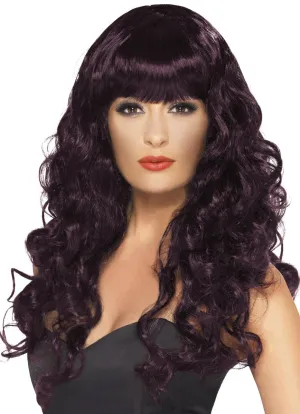 Rich Burgundy Womens Curly Glamour Siren  Wig