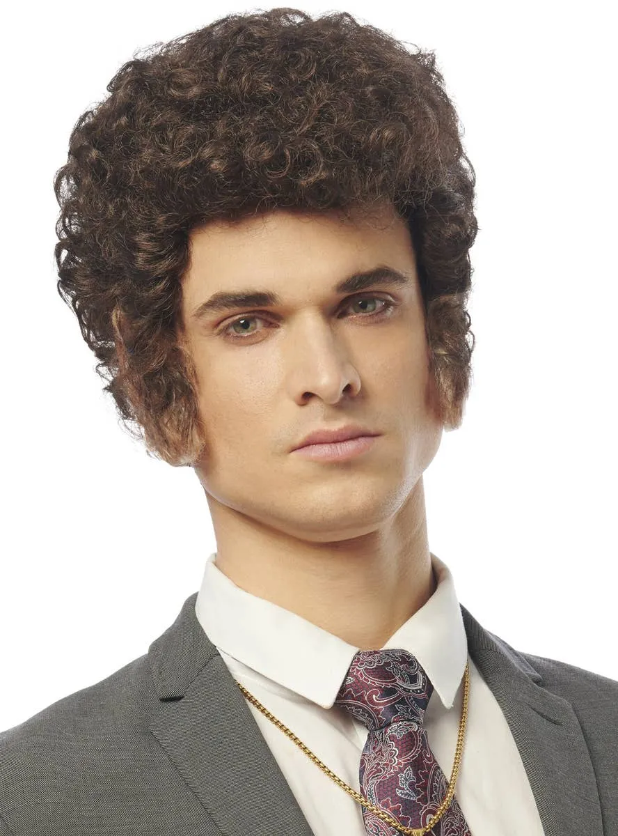 Righteous Preacher Mens Curly Brown Pulp Fiction Costume Wig