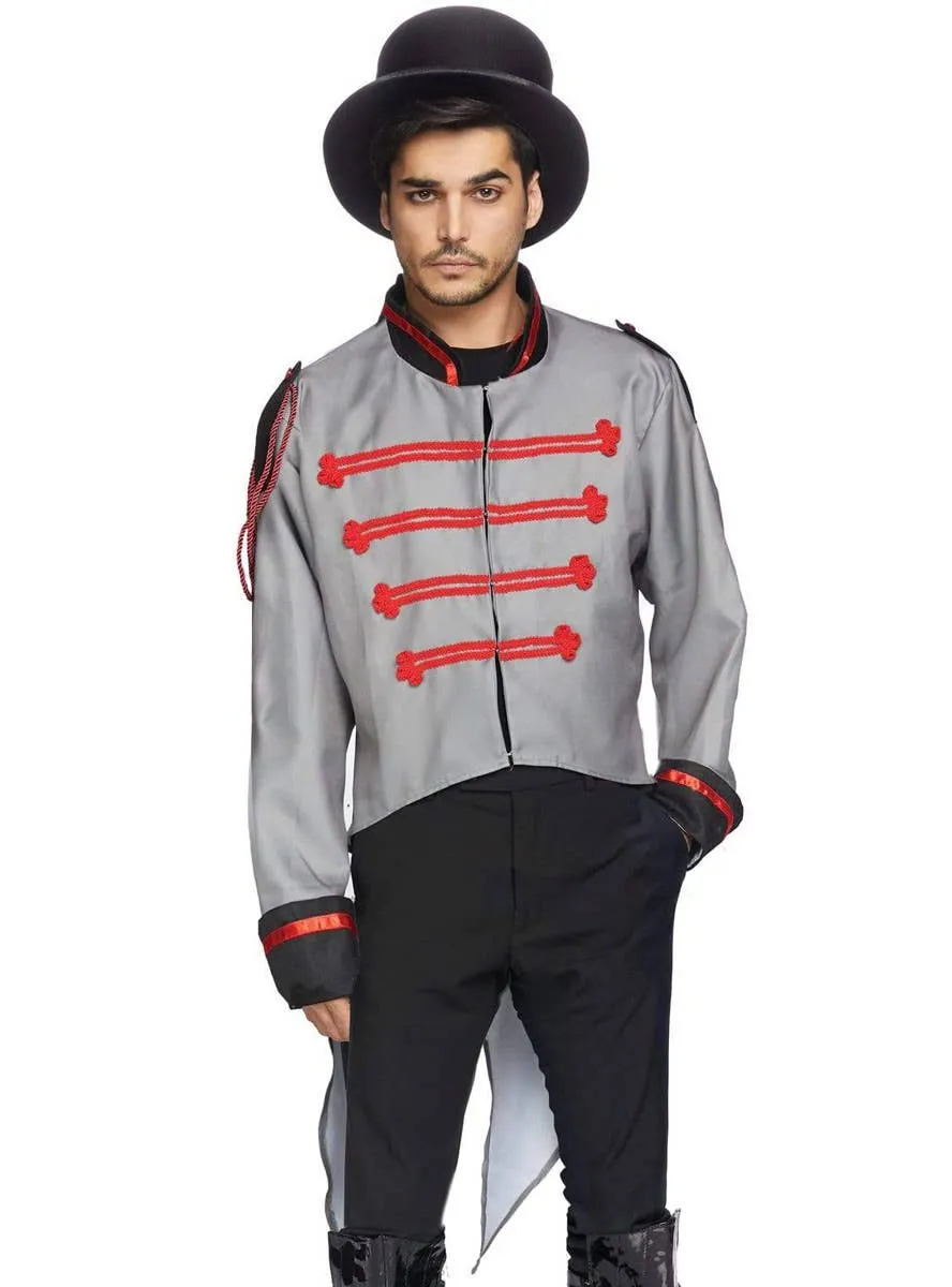 Ringmaster Mens Grey Halloween Costume Jacket with Tails