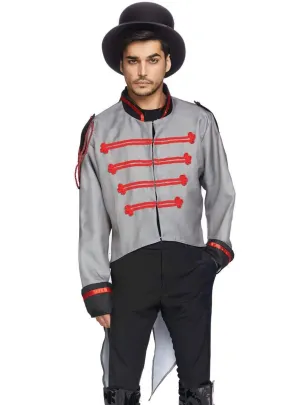 Ringmaster Mens Grey Halloween Costume Jacket with Tails